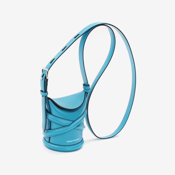 Authentic Alexander McQueen Women’s The Curve Mini in Cerulean - Picture 3 of 7